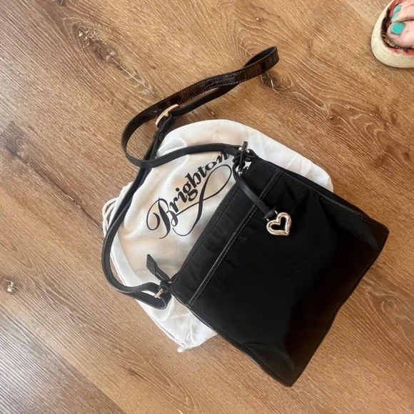 Brighton Black -  Croc Leather Flap Crossbody Bag - w/Dust Cover - Picture 5 of 15